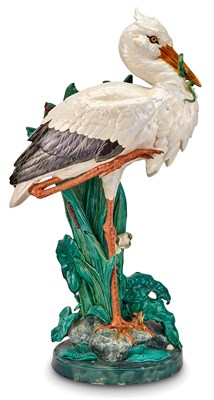 Lot 323 - Minton & Co. Majolica Stork Umbrella or...