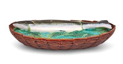 Lot 324 - George Jones & Sons Majolica Salmon Tureen and...