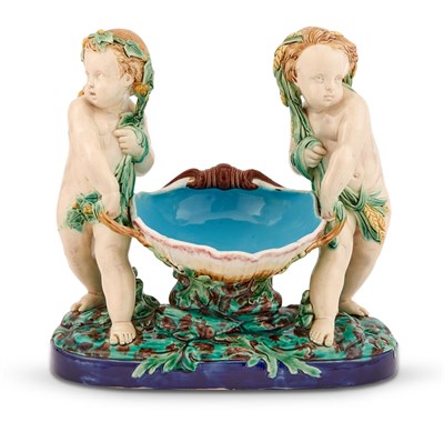 Lot 300 - Minton & Co. Majolica Figural Sweetmeat Dish...
