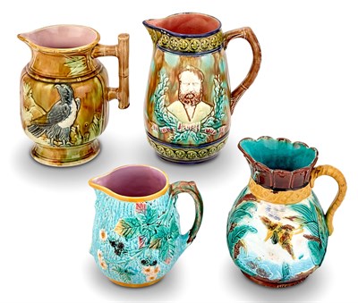 Lot 308 - Group of Four English Majolica Jugs Comprising...