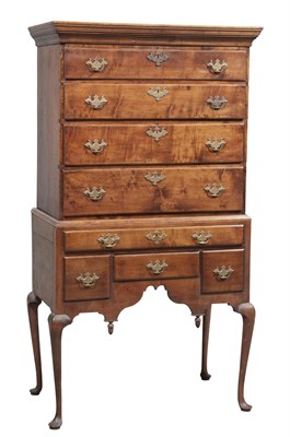 Lot 184 - Queen Anne Maple and Tiger Maple High Chest of...