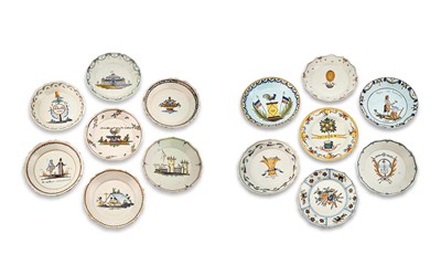 Lot 202 - Group of Fourteen French Polychrome Decorated...