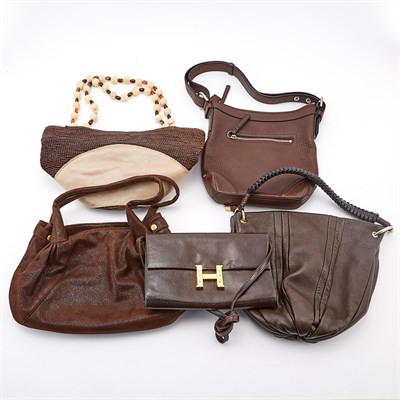 Lot 2360 - Group of Brown Leather and Suede Handbags
