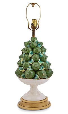 Lot 249 - Lime Basket-Form Ceramic Lamp Height 16 inches.