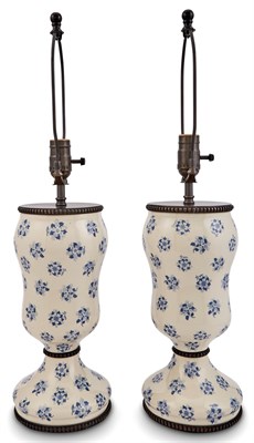 Lot 243 - Pair of Floral Decorated Ceramic Lamps Height...
