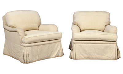 Lot 252 - Pair of Yellow Upholstered Club Chairs Height...