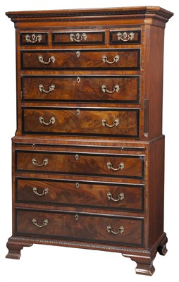Lot 186 - George III Ebonized Banded Mahogany Chest on...