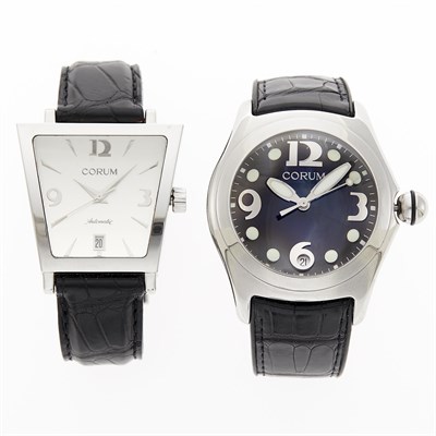 Lot 1242 - Two Corum Stainless Steel 'Bubble' and 'Trapeze' Wristwatches