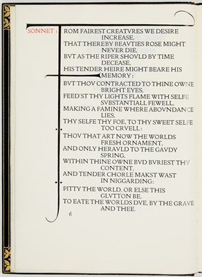 Lot 46 - One of 15 copies on vellum of the Doves Press Sonnets of Shakespeare, in a Doves binding
