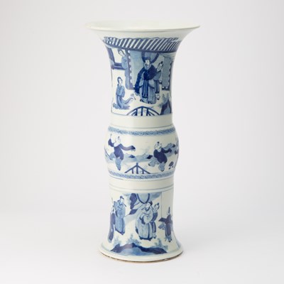 Lot 257 - A Chinese Blue and White Porcelain Gu Vase