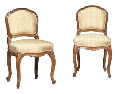 Lot 77 - Pair of Louis XV Walnut Petit Chaise a la...