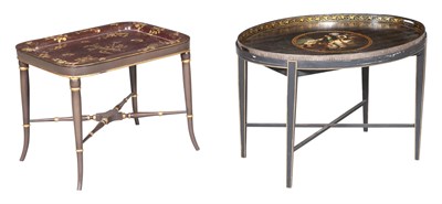 Lot 189 - Regency Tole Tray on Stand Early 19th century...
