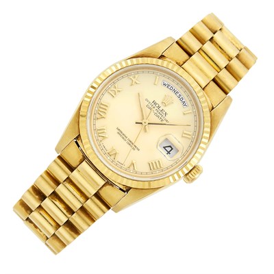 Lot 40 - Rolex Gentleman's Gold 'Oyster Perpetual Day-Date Presidential' Wristwatch, Ref. 18238