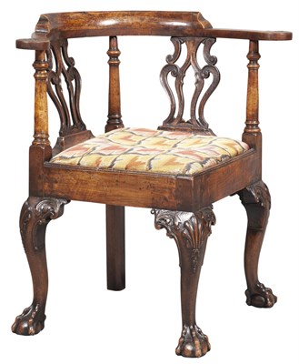 Lot 95 - George II Walnut Corner Chair Mid. 18th...