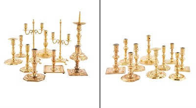 Lot 203 - Group of Early Brass Candlesticks England and...