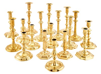 Lot 204 - Group of Brass Candlesticks Mostly England,...