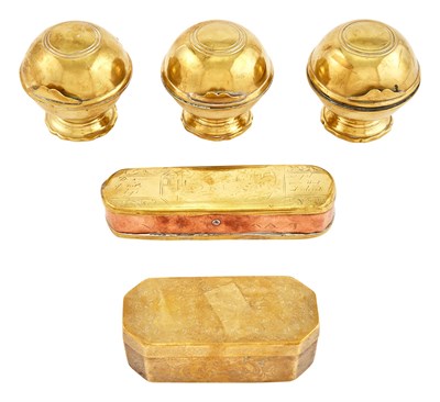 Lot 206 - Group of Five Brass or Brass and Copper Boxes...