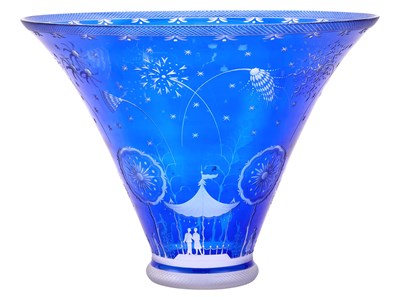 Lot 1219 - Orrefors Blue Cut to Clear Glass "Fireworks"...