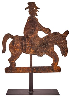 Lot 239 - Sheet Iron Horse and Rider Weathervane