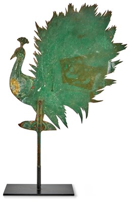 Lot 235 - American Green Painted Sheet Iron Peacock Weathervane