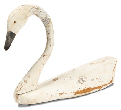 Lot 254 - Carved and Painted Wood Figure of a Swan