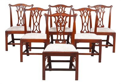 Lot 211 - Set of Six Chippendale Carved Walnut Side...