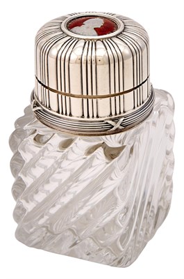 Lot 1142 - Fabergé Silver-Mounted Glass Flacon Workmaster...