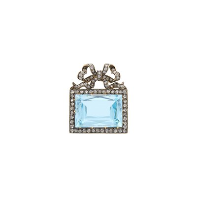 Lot 1130 - Russian Aquamarine and Diamond Silver-Topped...