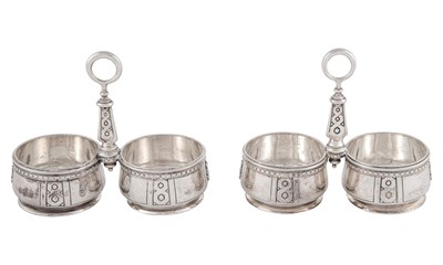 Lot 1109 - Pair of Russian Silver Double Salts Khlebnikov,...