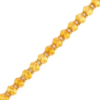 Lot 2238 - Gold, Citrine and Diamond Bracelet