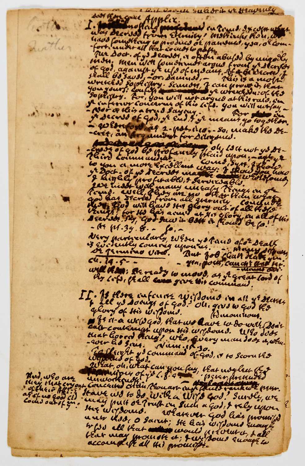 Lot 132 - An eight-page Cotton Mather manuscript