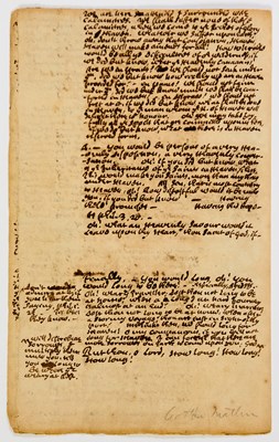 Lot 132 - An eight-page Cotton Mather manuscript
