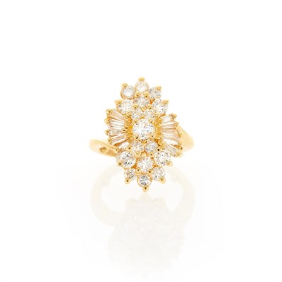 Lot 43 - Gold and Diamond Cluster Pinkie Ring