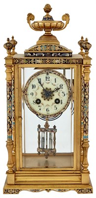 Lot 162 - Gilt-Bronze and Enameled Mantel Clock