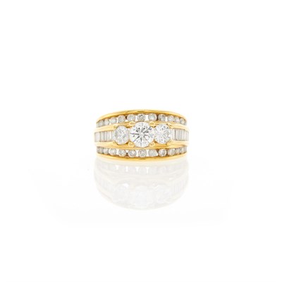 Lot 1124 - Wide Gold and Diamond Band Ring