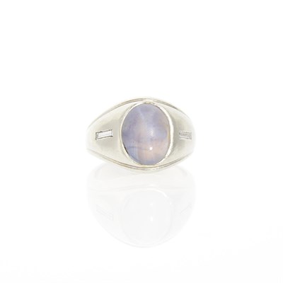 Lot 2120 - White Gold, Gray Star Sapphire and Diamond Ring