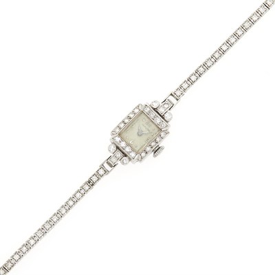 Lot 56 - Hamilton Platinum and Diamond Wristwatch