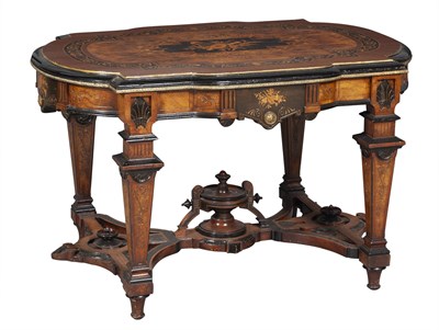 Lot 322 - Renaissance Revival Inlaid Mahogany, Burlwood...