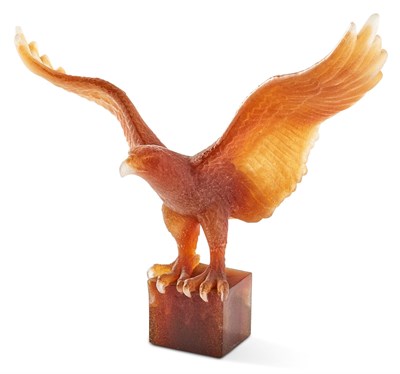 Lot 455 - Daum Amber and Colorless Pâte de Verre Figure...