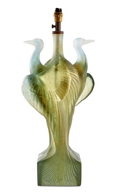 Lot 449 - Daum Pâte de Verre Double Heron Table Lamp In...