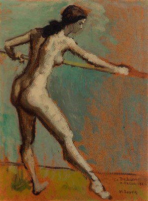 Lot 85 - Moses Soyer American, 1899-1974 Standing Nude,...
