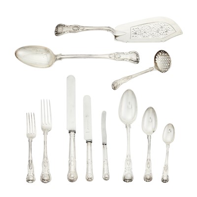 Lot 27 - Georgian and Victorian Sterling Silver King's Pattern Flatware Service