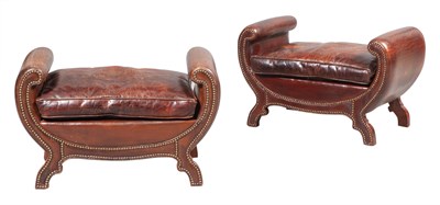 Lot 185 - Pair of Studded Leather Upholstered Window...