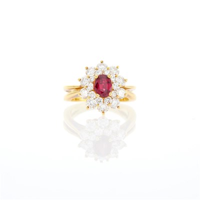 Lot 1215 - Gold, Ruby and Diamond Ring