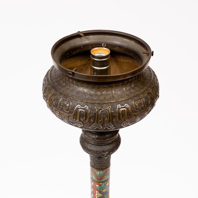 Lot 173 - A Japanese Champleve Enamel and Bronze Floor Lamp
