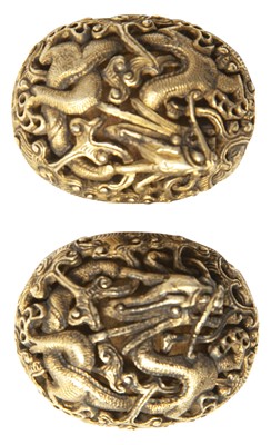Lot 125 - A Pair Of Chinese Gilt Bronze Dragon Buckles