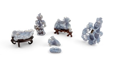 Lot 154 - Six Chinese Blue Agate Carvings