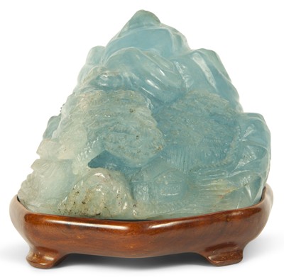 Lot 155 - A Chinese Blue Hardstone Carving of a Mountain