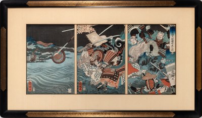 Lot 120 - A Japanese Woodblock Triptych by Utagawa Kunitsuna