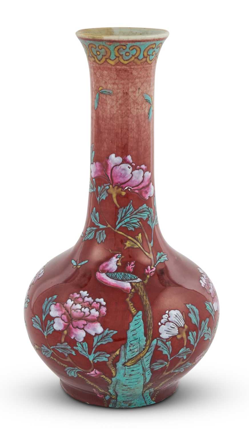 Lot 215 - A Chinese Enameled Flambe Porcelain Vase